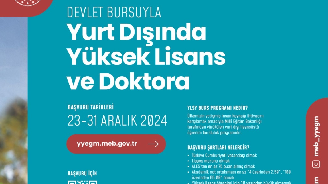 Devlet Bursuyla Yurt Dışında Yüksek Lisans ve Doktora Başvuruları